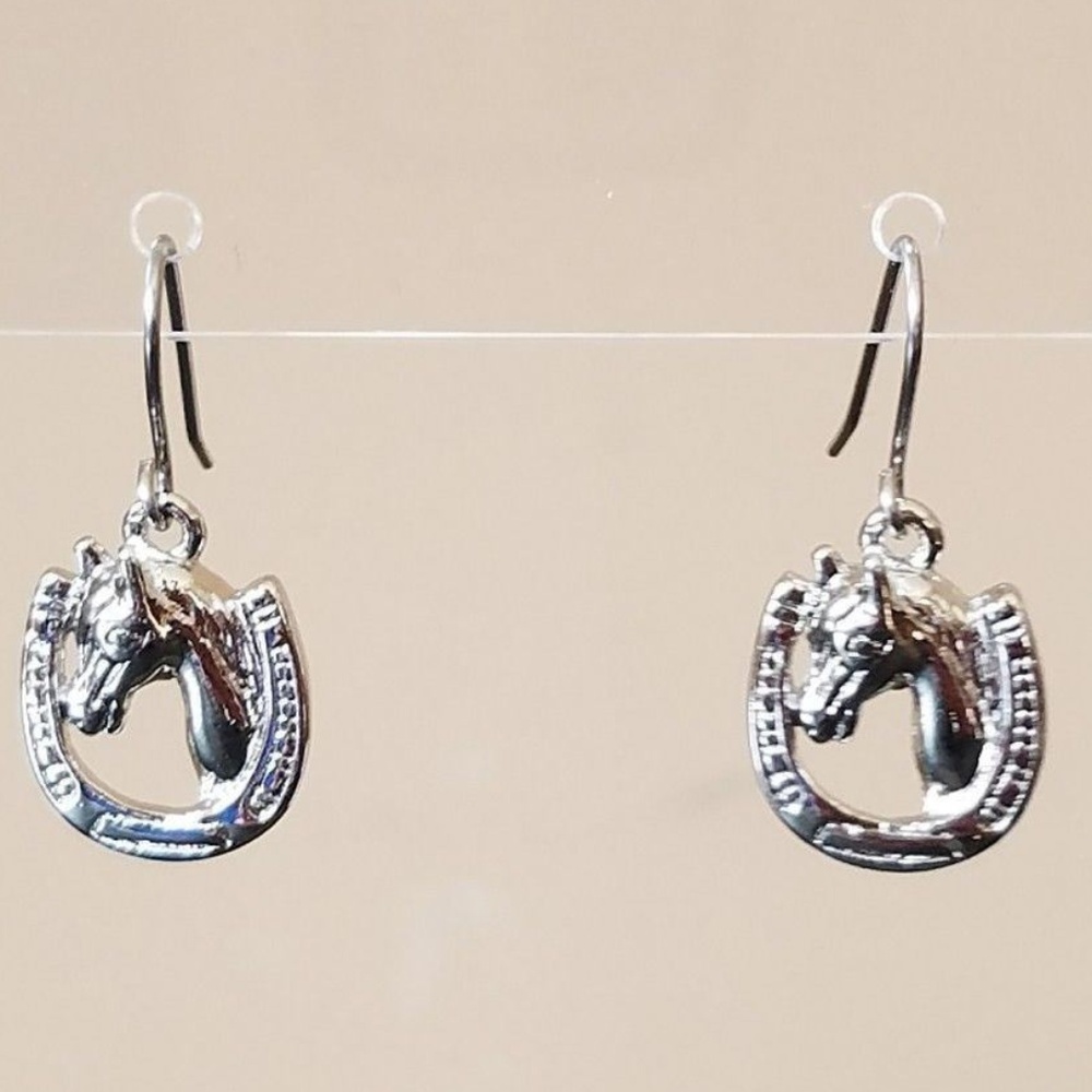 Kentucky Derby Horse & Horseshoe Hook Earrings